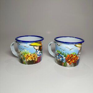Enameled Pitchers Hand-Painted